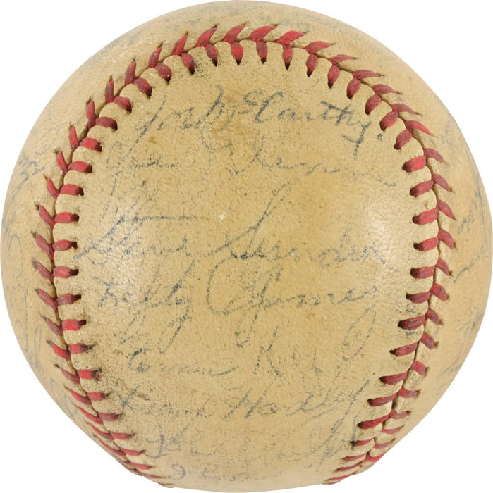1936-37 New York Yankees World Series Champs Team Signed Baseball Lou Gehrig PSA