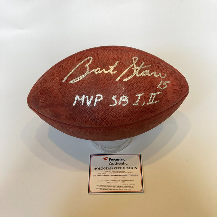 Bart Starr "MVP SB I & II" Signed Inscribed Wilson NFL Game Football Fanatics
