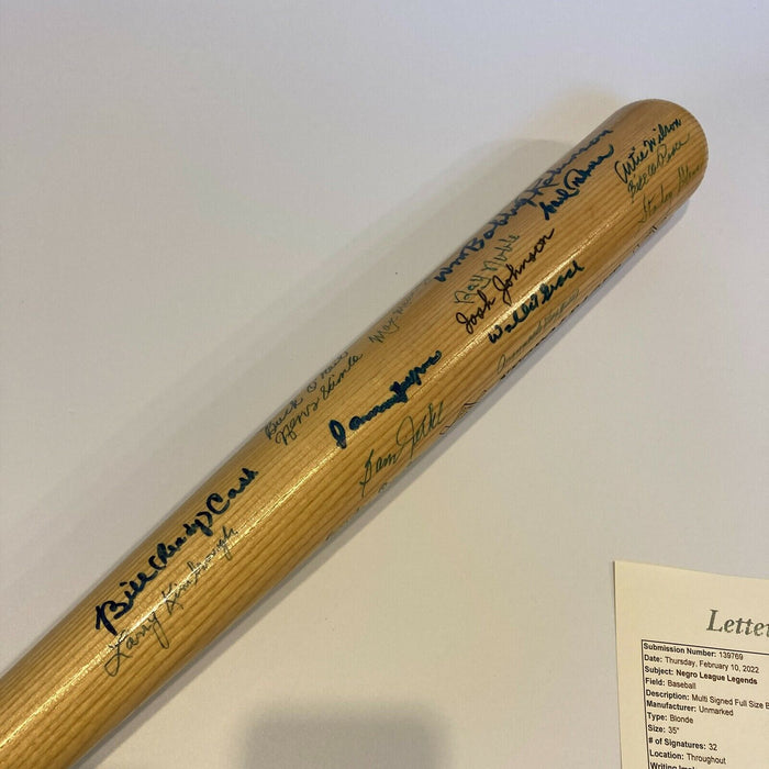 Negro League Legends Multi Signed Baseball Bat With JSA COA