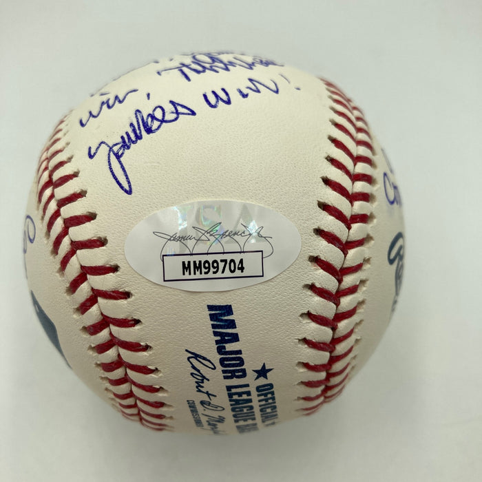 John Sterling Signed Heavily Inscribed STAT Baseball JSA COA RARE!