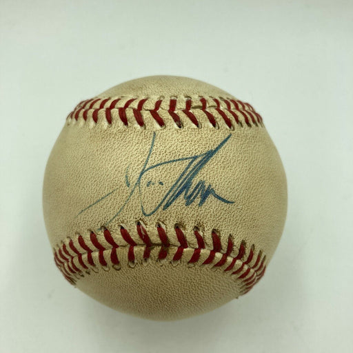 Earliest Known Jim Thome Pre Rookie Signed Game Used Minor League Baseball JSA