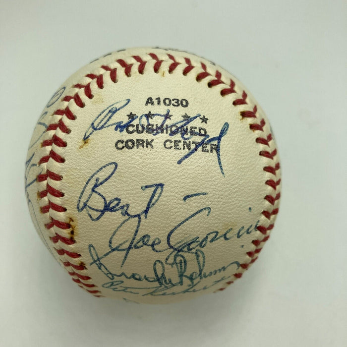 Joe DiMaggio Hank Greenberg Ernie Banks Hall Of Fame Multi Signed Baseball JSA