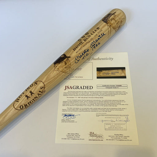 Stunning Mickey Mantle "Triple Crown 1956" Signed Baseball Bat JSA Graded MINT 9