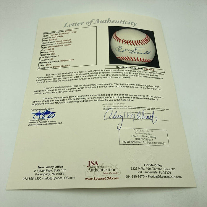 Carl Furillo Single Signed Official National League Baseball JSA COA