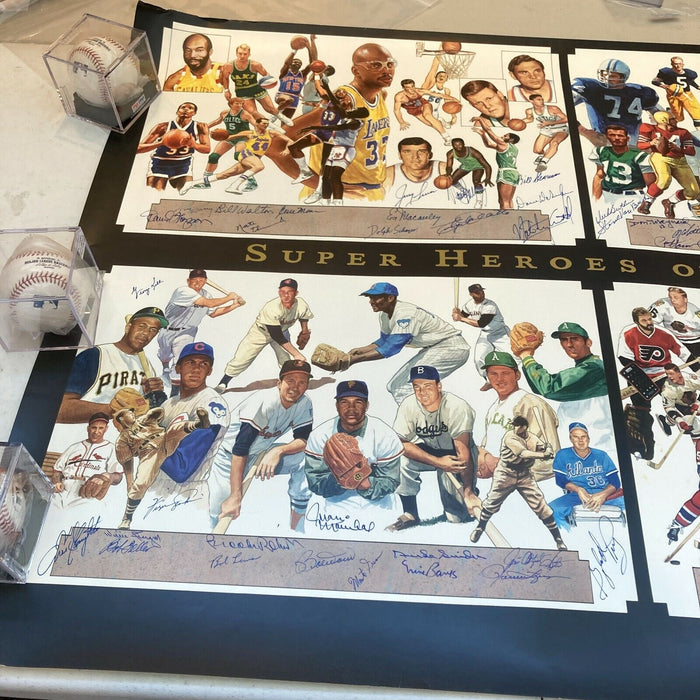 NBA, MLB, NFL & NHL Legends Sports Heroes Signed Litho Photo 60+ Sigs JSA COA
