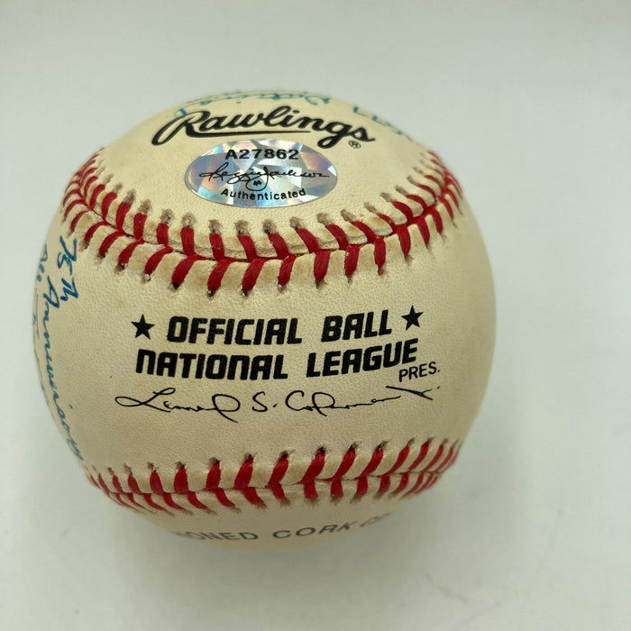 Joe Montana Signed Heavily Inscribed Career STAT Baseball Reggie Jackson COA