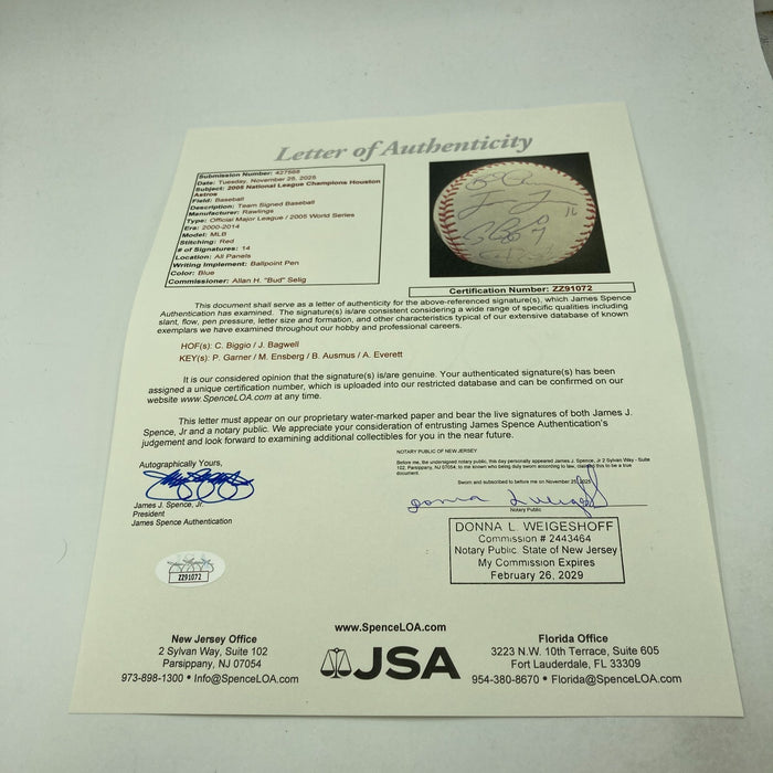 2005 Houston Astros NL Champs Team Signed World Series Baseball JSA COA