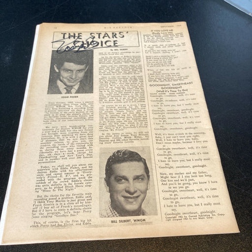 Eddie Fisher Signed Autographed Vintage 1950's Hit Parade Magazine