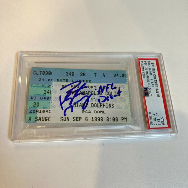 Peyton Manning Signed NFL Debut Original Ticket Sep 6, 1998 PSA DNA Pop 3!