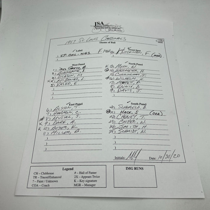 1957 St. Louis Cardinals Team Signed National League  Baseball JSA