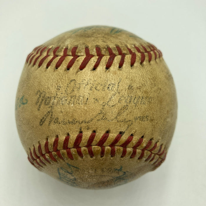 1961 World Series Umpires Signed Game Used Baseball JSA COA Yankees Reds