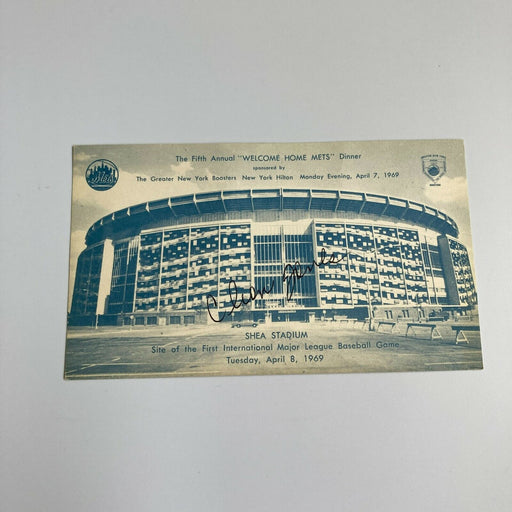 Cleon Jones Twice Signed 1969 New York Mets Shea Stadium Postcard