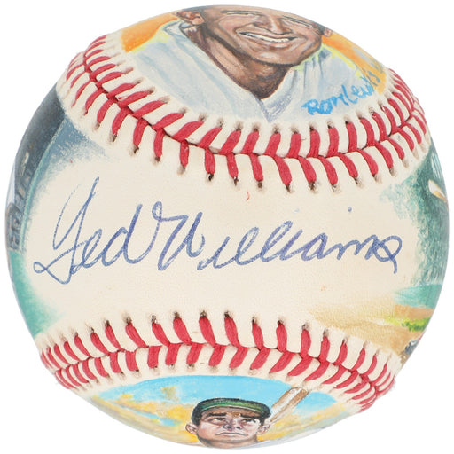 Beautiful Ted Williams Signed Ron Lewis Hand Painted Art Baseball JSA COA