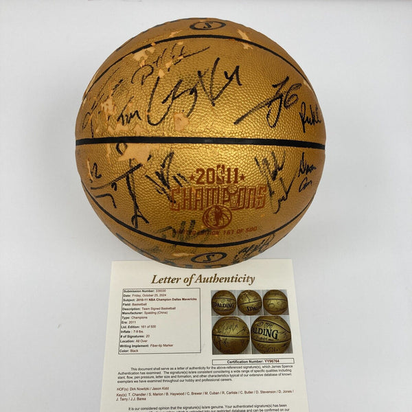 2010-11 Dallas Mavericks NBA Champs Team Signed Basketball JSA COA