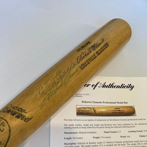 Roberto Clemente Signed 1971 Game Issued Baseball Bat PSA DNA & JSA COA
