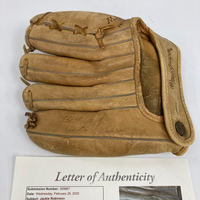 Jackie Robinson Single Signed Baseball Glove The Only One Known JSA COA