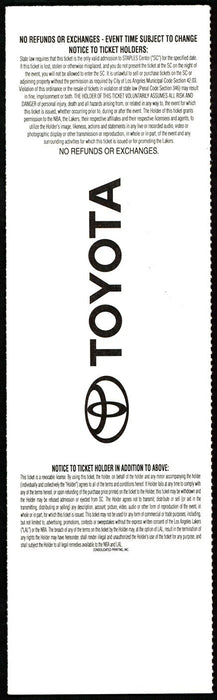 Kobe Bryant Signed 2001 NBA Finals Los Angeles Lakers Full Ticket JSA COA