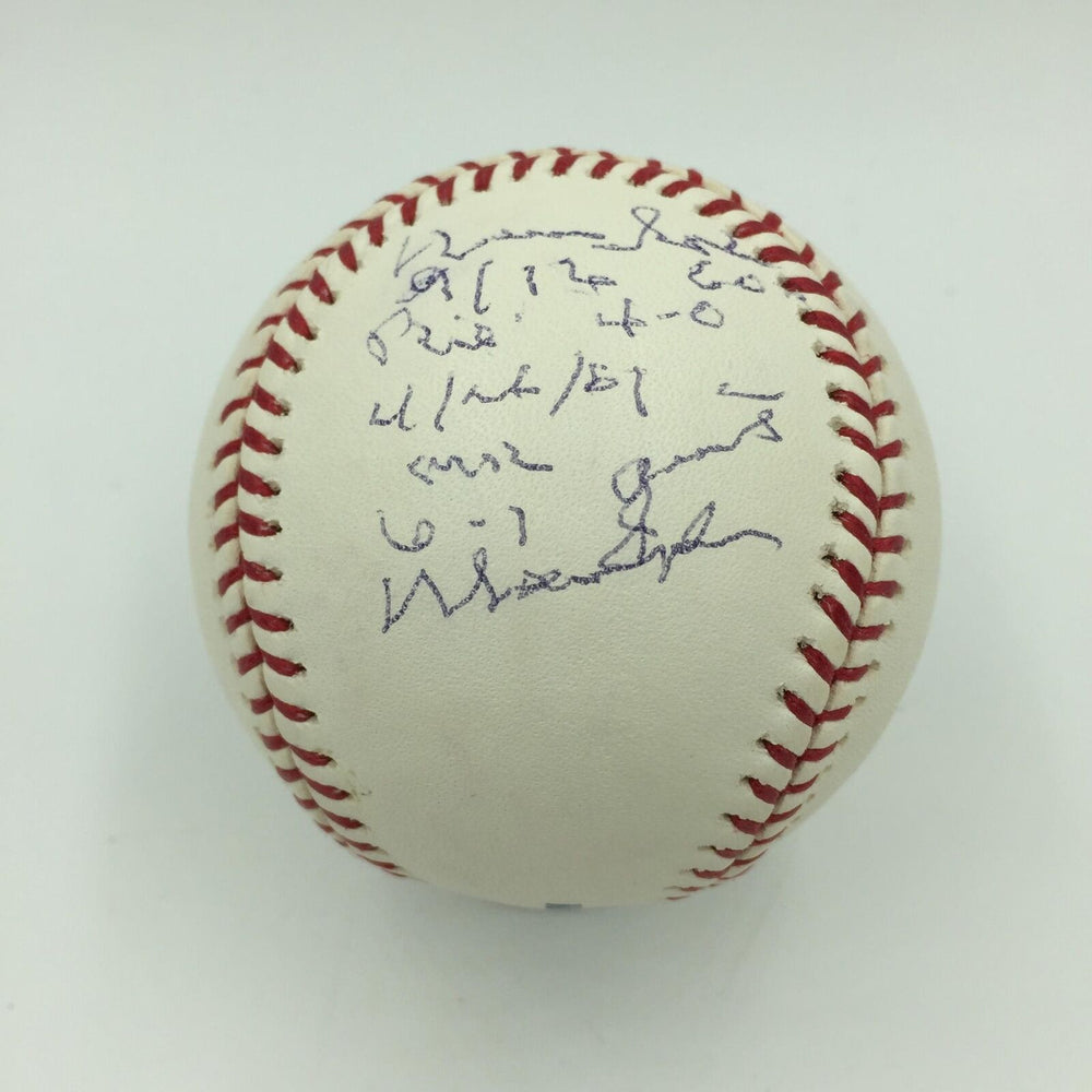 Warren Spahn Two No Hitters 9-16-60 4-28-61 Twice Signed Inscribed Baseball JSA
