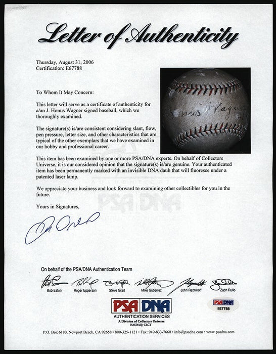 Honus Wagner Signed 1920's National League Baseball One Of The Finest PSA DNA