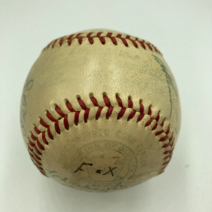 Satchel Paige Mickey Mantle 1952 All Star Game Team Signed Baseball JSA COA
