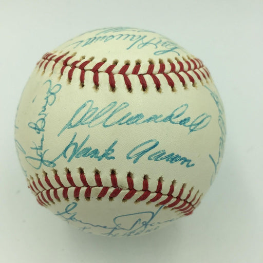 The Finest 1975 Milwaukee Brewers Team Signed AL Baseball Hank Aaron Yount PSA