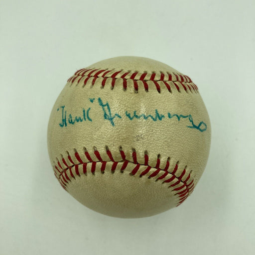 Stunning Hank Greenberg Single Signed Vintage 1940's Baseball PSA DNA & JSA COA