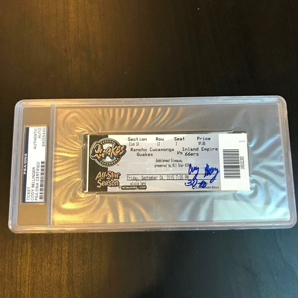 Cody Bellinger 30 Home Run 100 RBI Pre Rookie Signed Minor League Ticket PSA DNA
