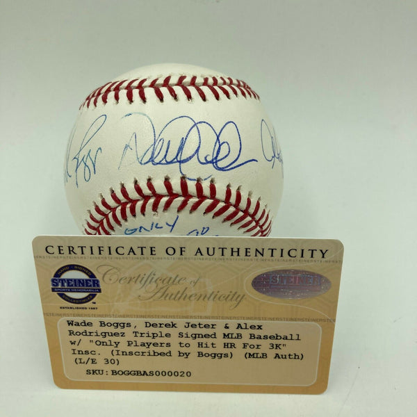 Derek Jeter Alex Rodriguez 3000th Hit Home Run Signed Inscribed Baseball Steiner