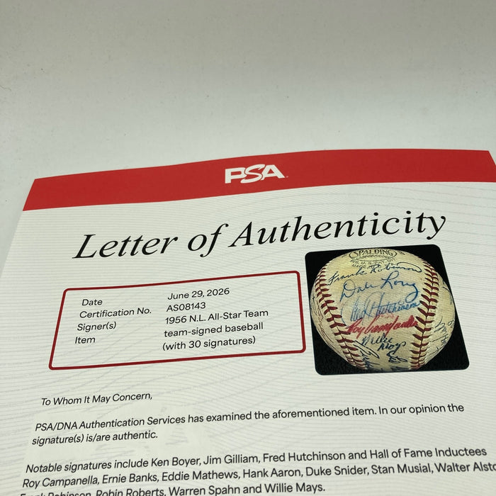 1956 All Star Game Team Signed Baseball Willie Mays Hank Aaron 30 Sigs