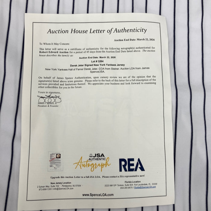 Derek Jeter Signed 2001 New York Yankees Majestic Game Jersey Steiner & JSA COA
