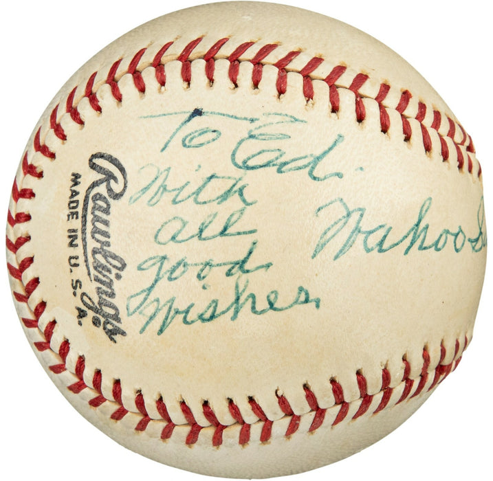 Beautiful Wahoo Sam Crawford Single Signed Baseball PSA DNA COA