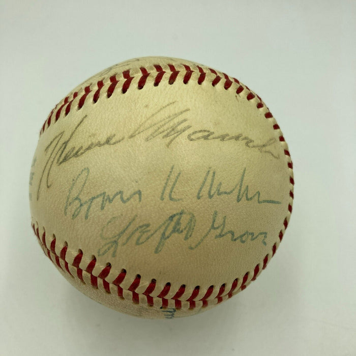 Joe DiMaggio Casey Stengel Heinie Manush HOF Multi Signed Baseball PSA DNA COA