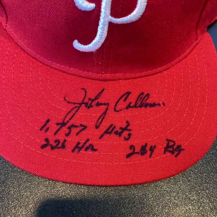 Johnny Callison 1757 Hits Signed Inscribed Philadelphia Phillies Hat JSA COA