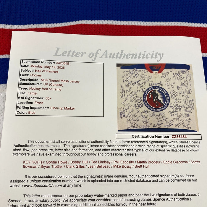 Incredible NHL Hockey Hall Of Fame Multi Signed Jersey 66 Signatures JSA COA