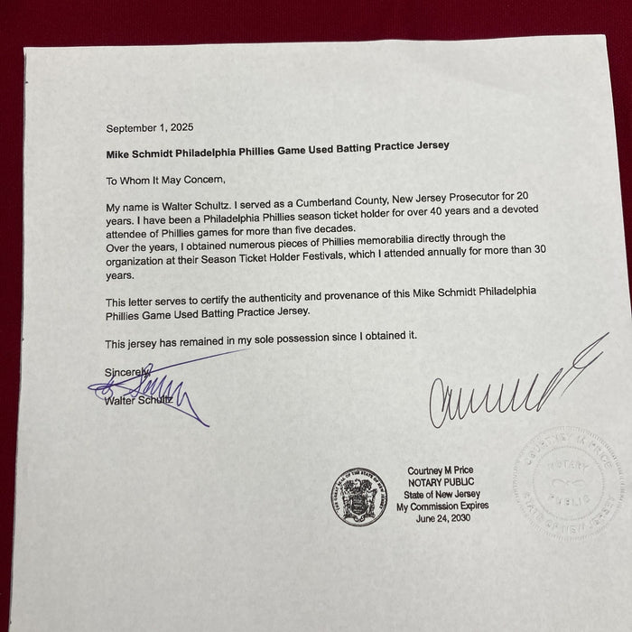 Mike Schmidt 1978 Game Used Philadelphia Phillies Jersey MEARS COA