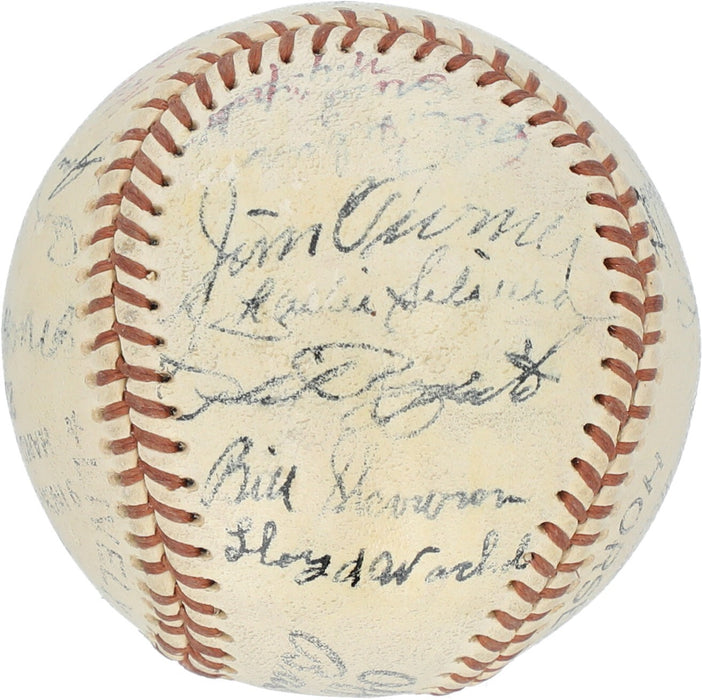 1956 New York Yankees World Series Champs Team Signed Baseball Mickey Mantle JSA