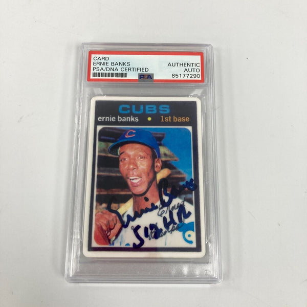 1970 Topps Ernie Banks "512 Home Runs" Signed Porcelain Baseball Card PSA DNA