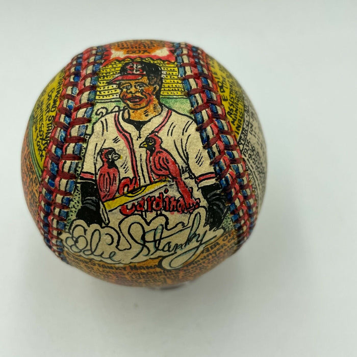 Beautiful Hand Painted George Sosnak Folk Art Baseball Eddie Stanky 1/1 Signed