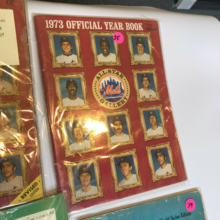 Lot Of (8) 1970's New York Mets Vintage Yearbooks With World Series