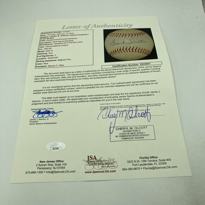 The Finest President Lyndon B. Johnson Signed National League Baseball JSA COA