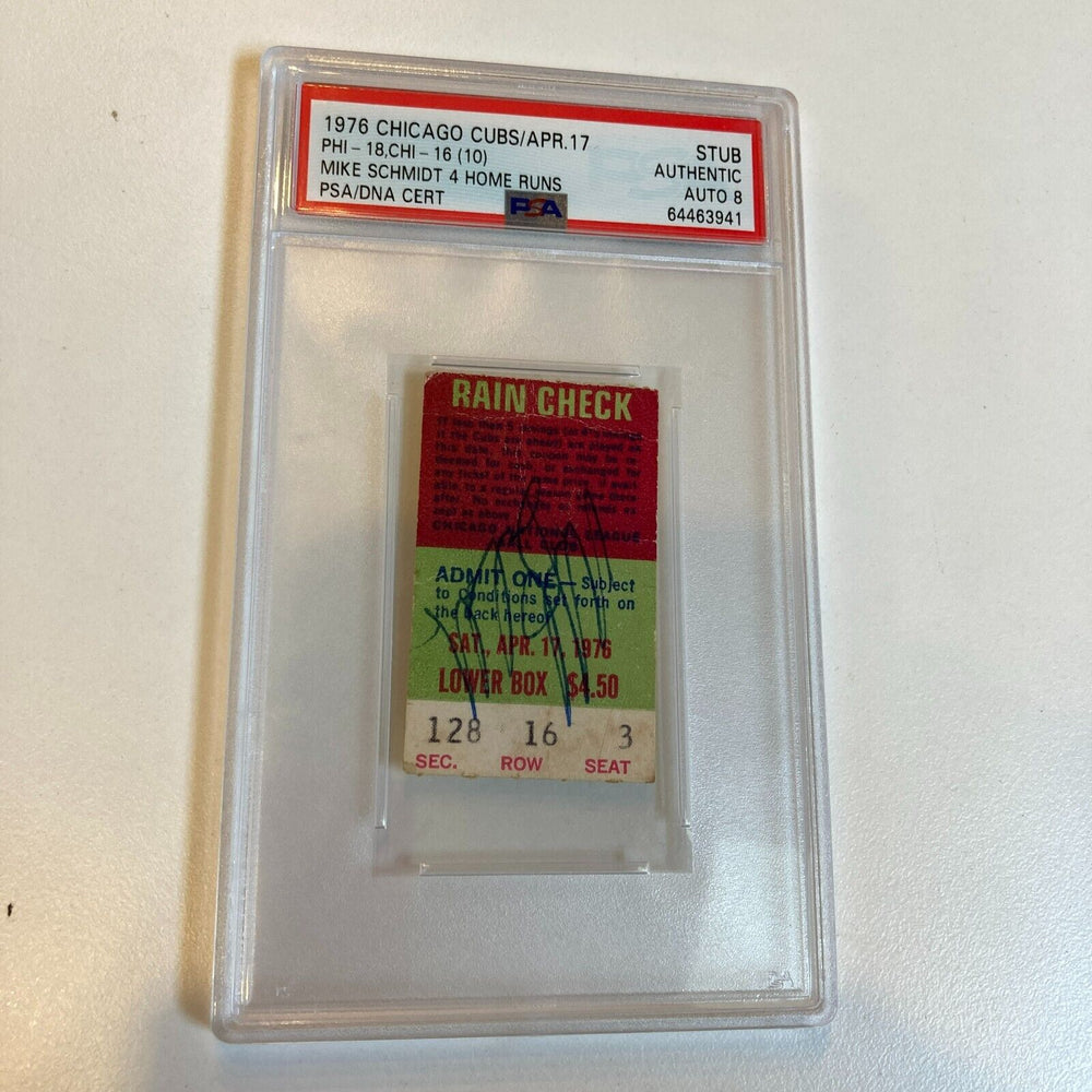 Mike Schmidt Signed 4 Home Run Game Ticket April 17, 1976 PSA POP 2