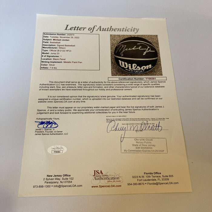 Beautiful Michael Jordan Signed Wilson #23 Jordan Slam Dunk Basketball JSA COA