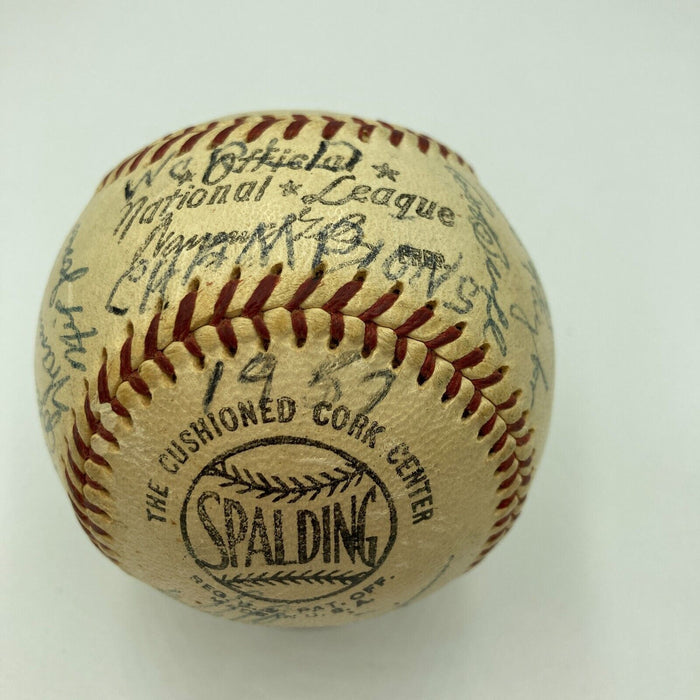 1957 Milwaukee Braves World Series Champs Team Signed Baseball Hank Aaron JSA