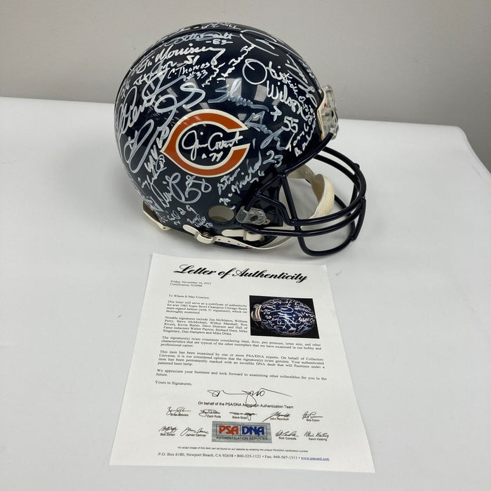 The Finest 1985 Chicago Bears Super Bowl Champs Team Signed Helmet PSA DNA COA
