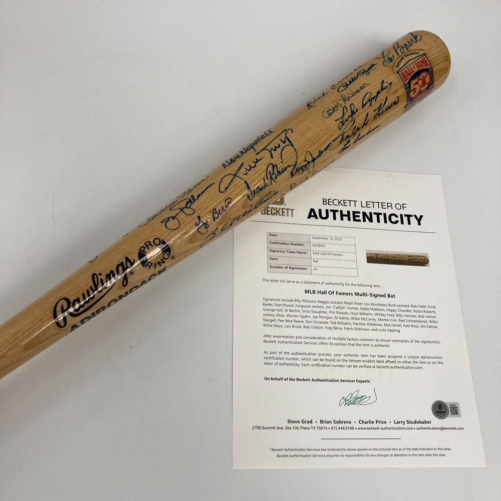 Ted Williams Willie Mays Hall Of Fame Multi Signed Baseball Bat 42 Sigs Beckett