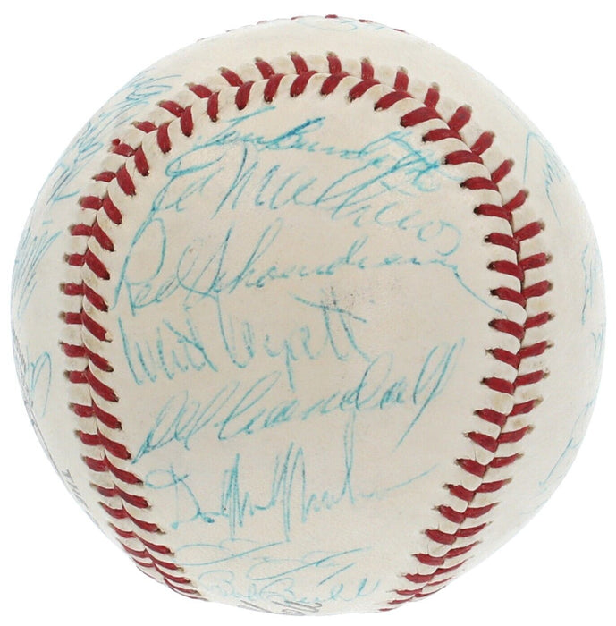 Beautiful 1960 Milwaukee Braves Team Signed Baseball Hank Aaron JSA COA