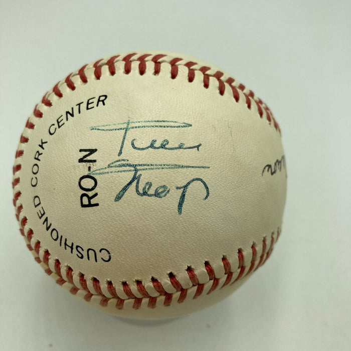 Willie Mays & Hank Aaron Signed National League Baseball JSA COA