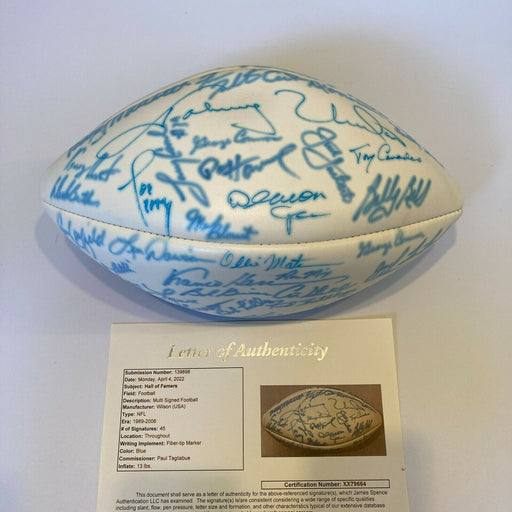 Johnny Unitas Walter Payton Bart Starr HOF Legends Signed Football 45 Sigs JSA