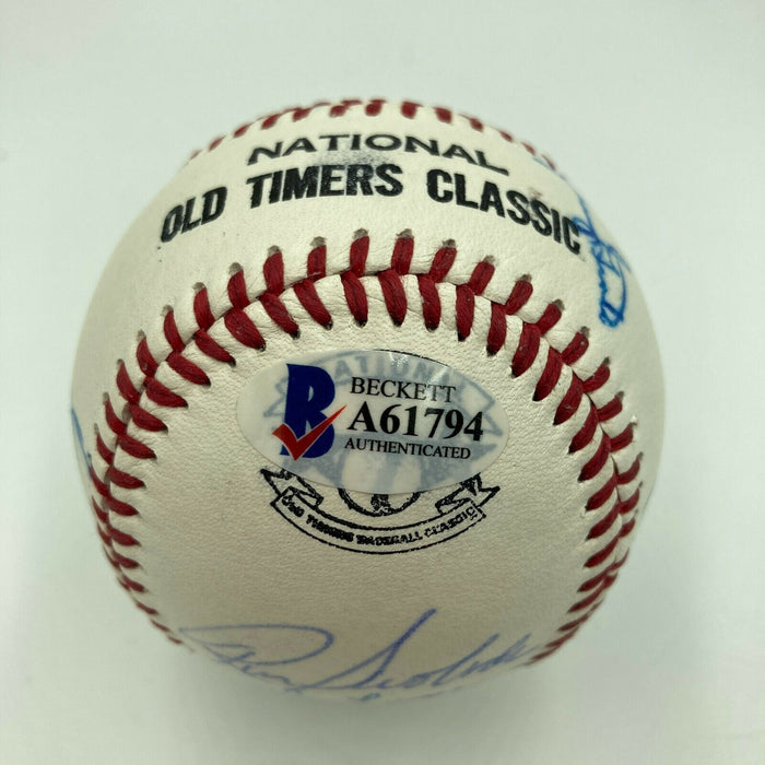 Hall Of Fame Multi Signed Cracker Jack Old Timers Game Baseball Beckett COA