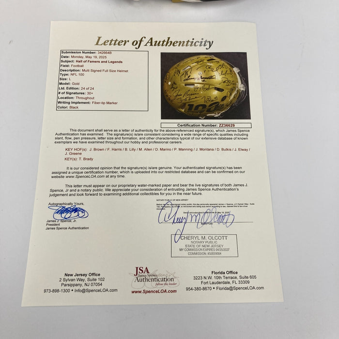 Tom Brady Peyton Manning Joe Montana NFL Hall Of Fame Signed Helmet 36 Sigs JSA